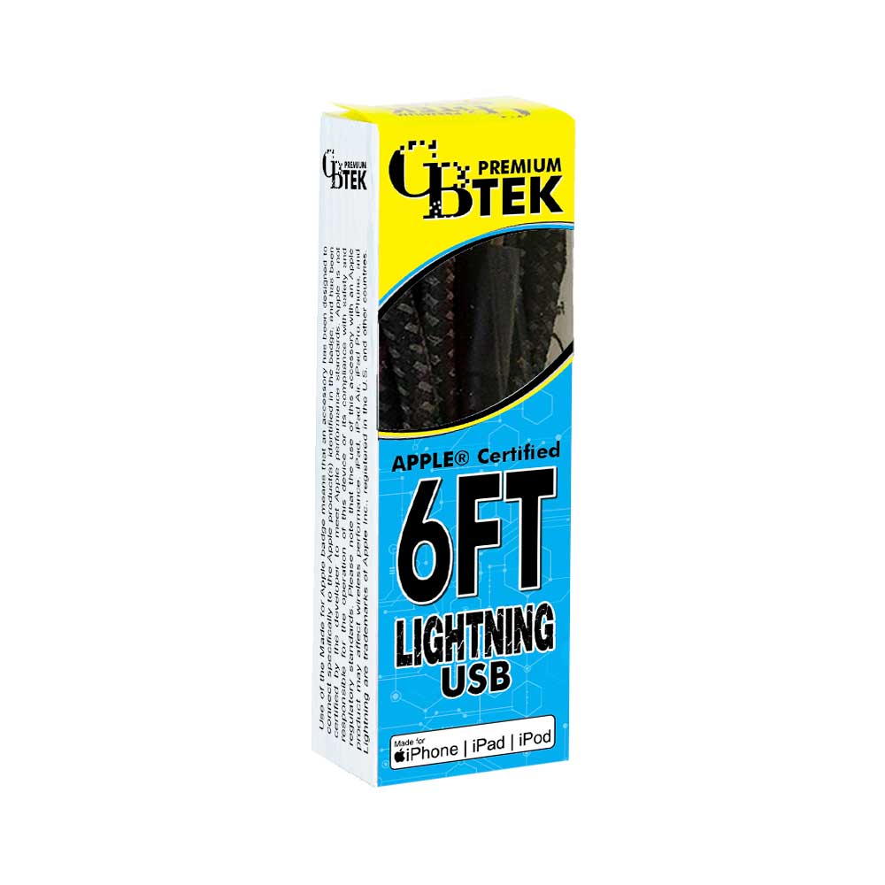 CBTEK MFi Lightning to USB-A 6 ft Cable-Black
