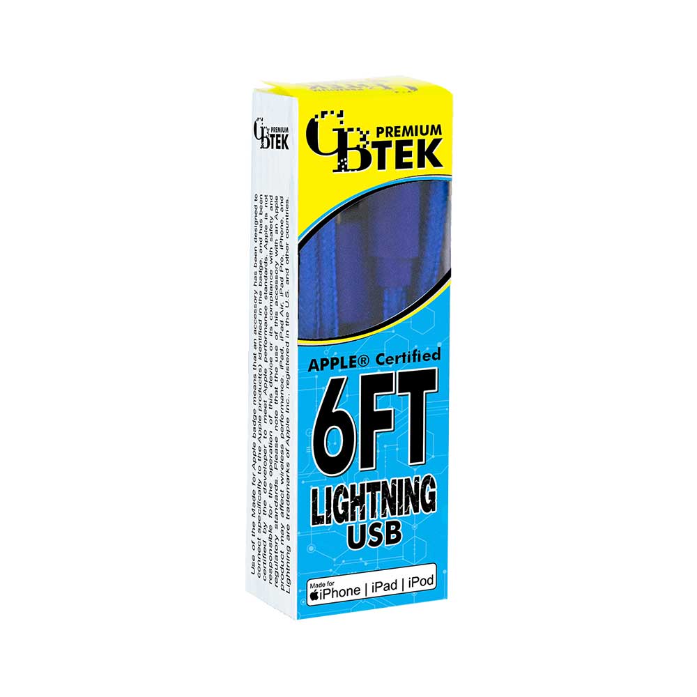 CBTEK MFi Lightning to USB-A 6 ft Cable-Blue