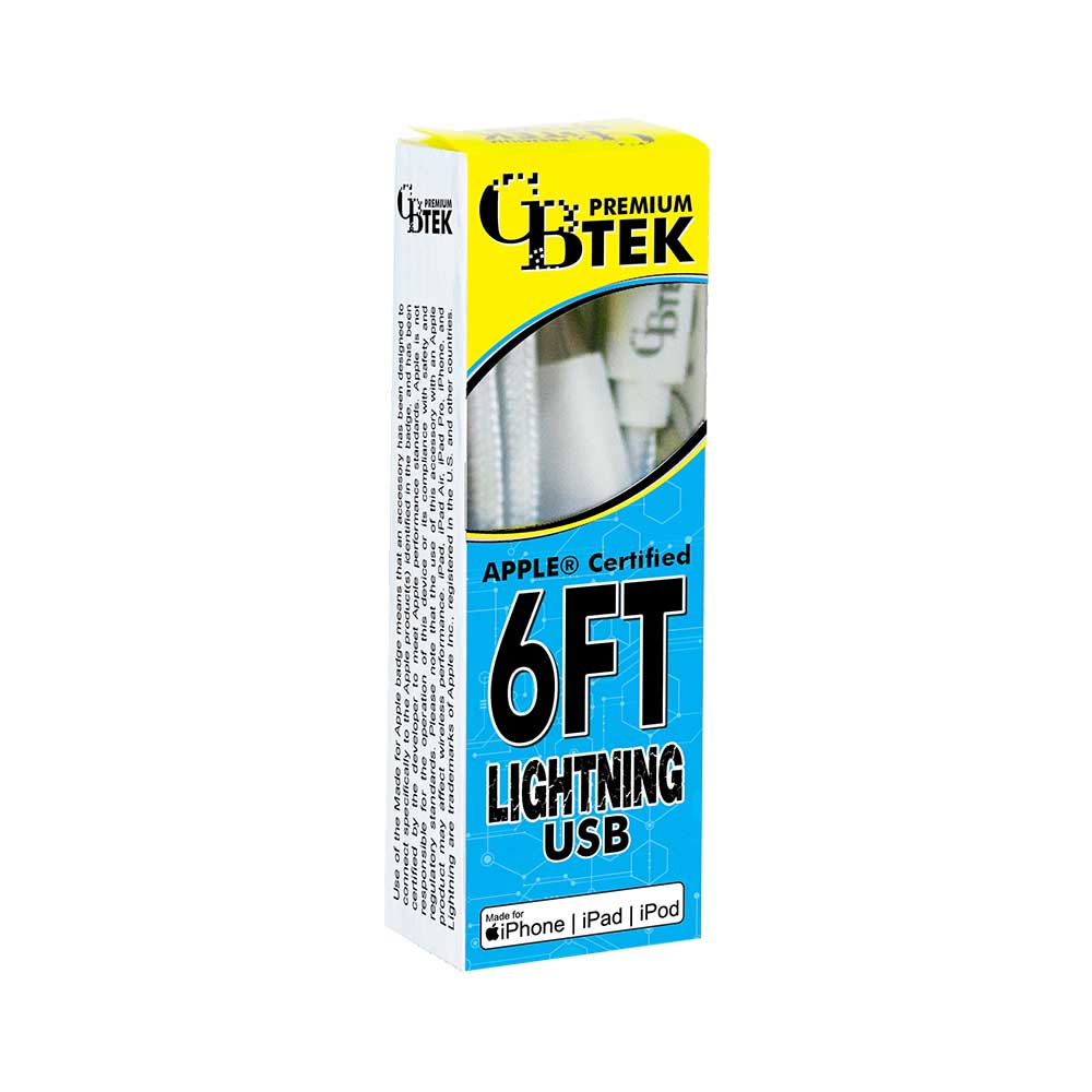 CBTEK MFi Lightning to USB-A 6 ft Cable-White