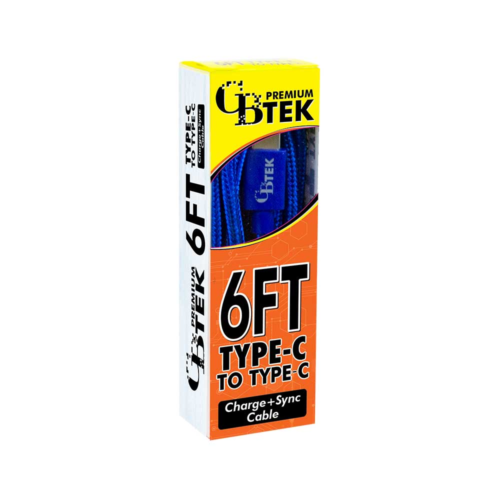 CBTEK Type-C to Type-C 6 ft Cable-Blue