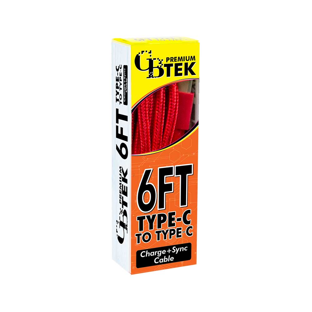 CBTEK Type-C to Type-C 6 ft Cable-Red