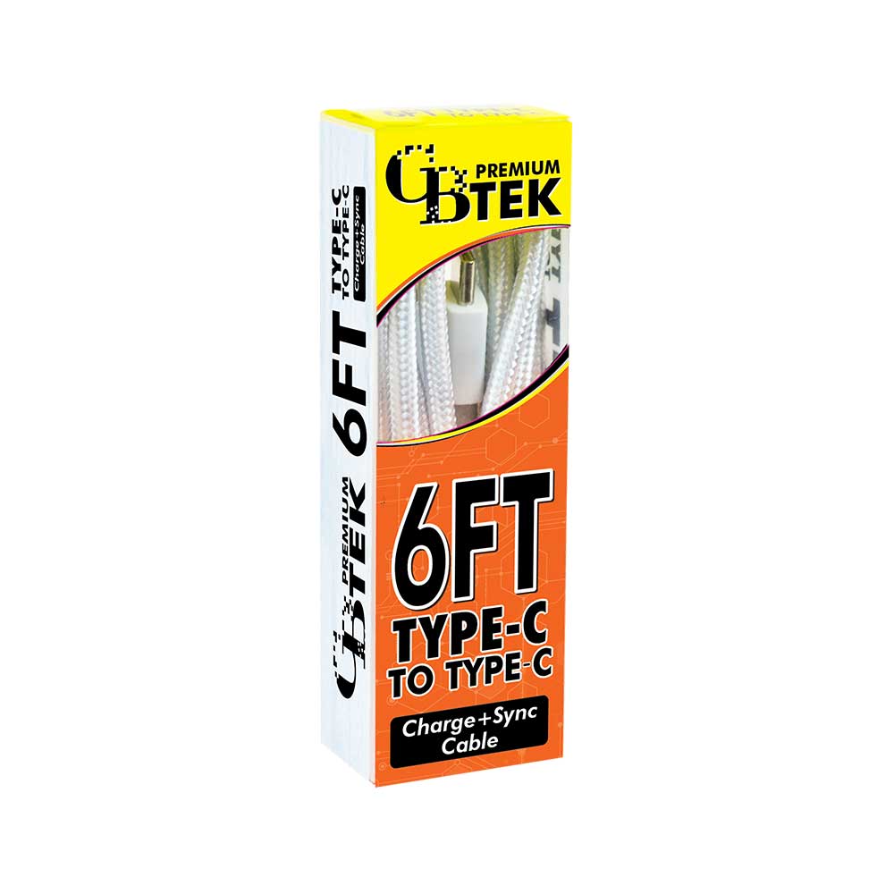 CBTEK Type-C to Type-C 6 ft Cable-White