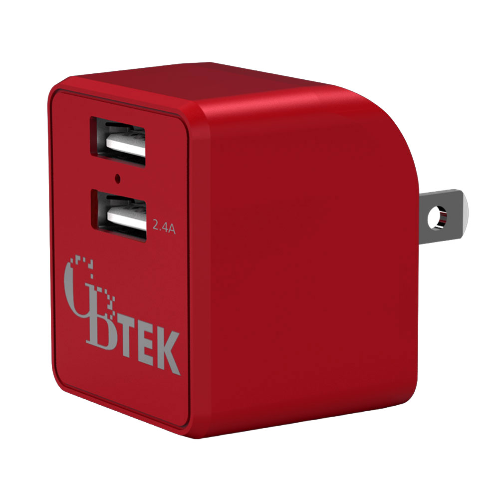 CBTEK Dual Port USB-A & 2.4V USB-A Wall Charger - Red