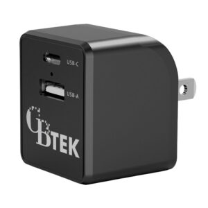 CBTEK Dual Port Type-C & USB-A Wall Charger - Black
