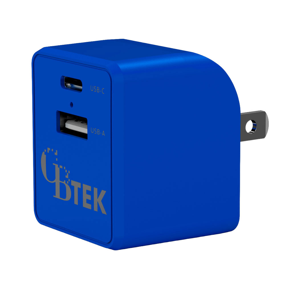 CBTEK Dual Port Type-C & USB-A Wall Charger - Blue