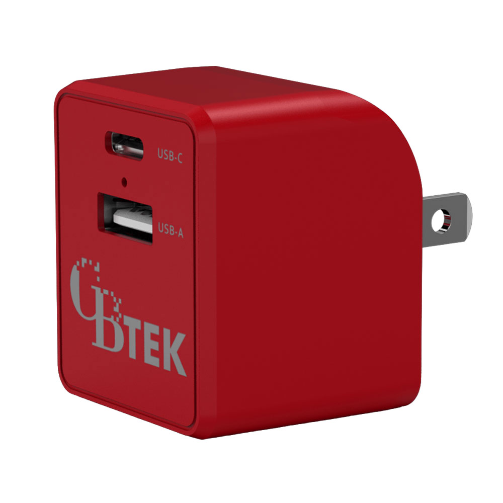 CBTEK Dual Port Type-C & USB-A Wall Charger - Red
