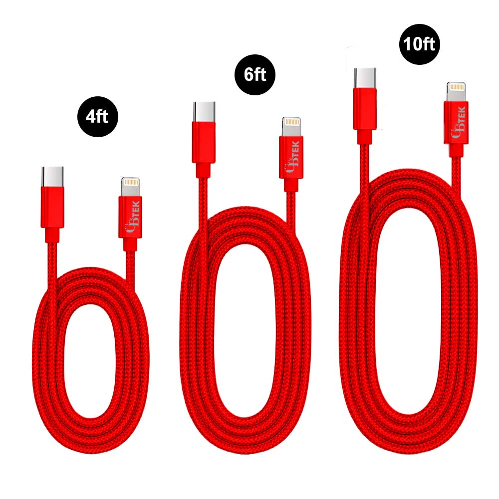 CBTEK MFI Lightning to Type-C Combo Pack-Red