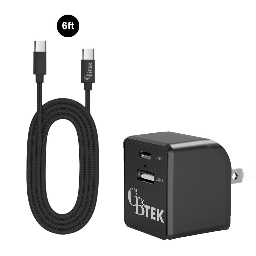CBTEK Type-C to Type-C & Dual Type-C & USB-A Wall Charger-Black