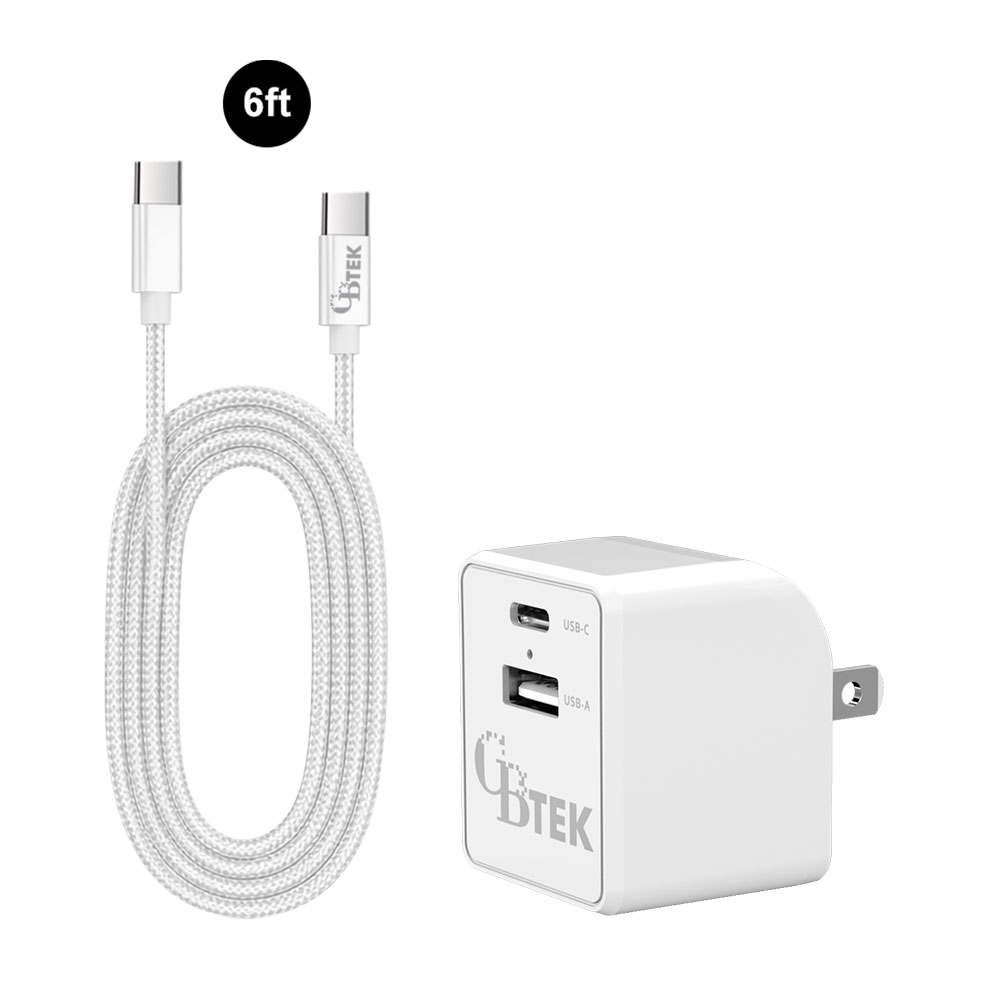CBTEK Type-C to Type-C & Dual Type-C & USB-A Wall Charger-White